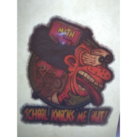 School Math Knocks Me Out Screamin Gleamin Glitter Iron-On Decal Donruss Retro - Picture 3 of 4